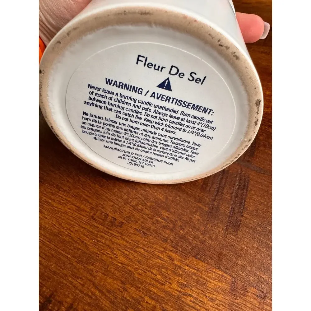 Jonathan Adler Fleur De Sel White Ceramic Jar-Lid Refill Scented Candle NEW